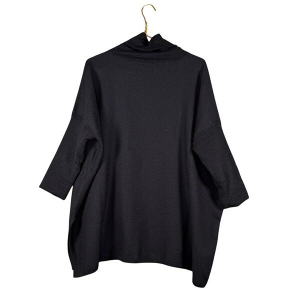 Cuyana Baby Alpaca Wool Black Turtleneck Sweater Oversized Boxy Lagenlook | XL - Picture 1 of 6